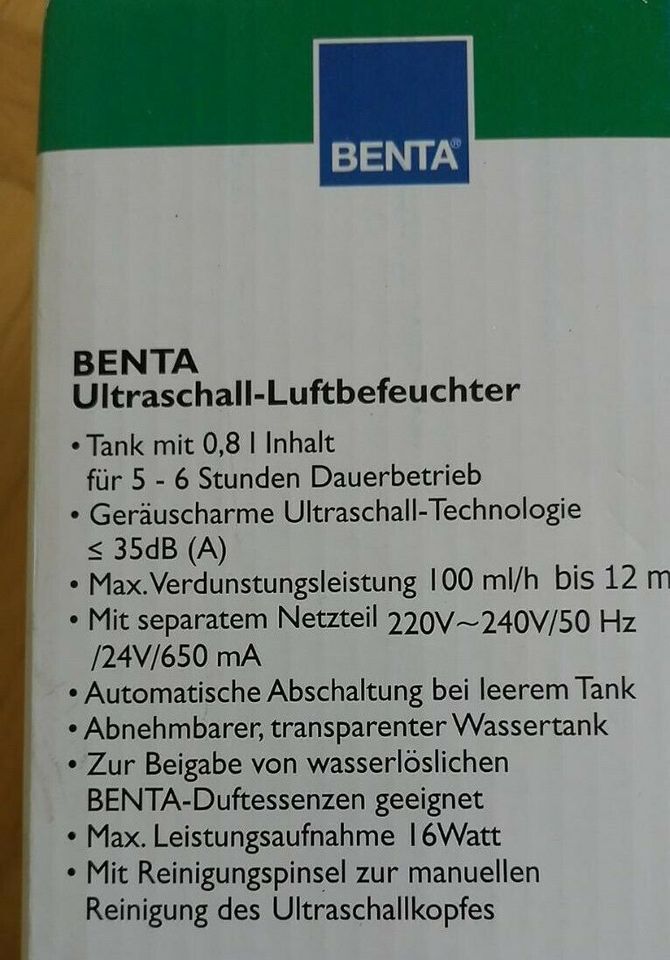 BENTA Ultraschall-Luftbefeuchter neu in Ochsenfurt