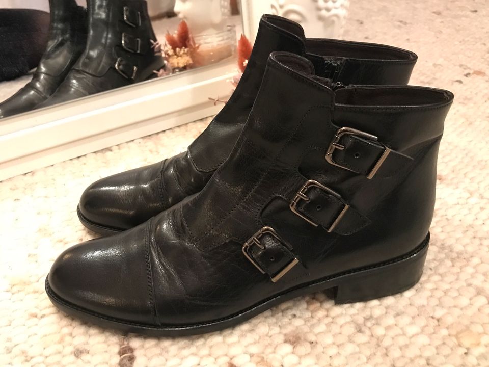 Damen Stiefeletten Plumers Menorca NEU Gr. 39 Leder schwarz in Rostock