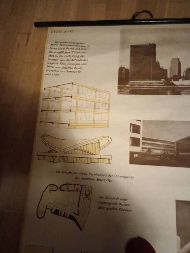 Alte Schulkarte Lehrtafel Geschichte Der Baustile 90x120 in Hamm