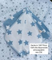 *neu* Babydecke Bio-Baumwolle Taubenblau mit Sternen Schleswig-Holstein - Osterrönfeld Vorschau