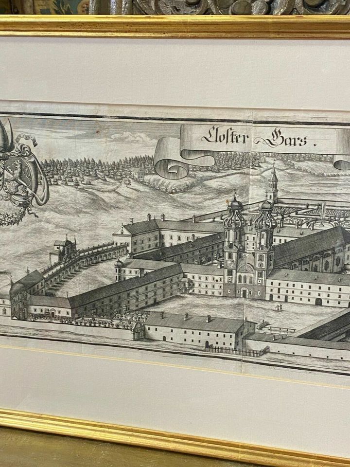 KLOSTER GARS GROSSER ANTIKER STICH SEHR GUT GERAHMT GESAMTABMESSUNGEN 92x46cm - Versand kostenlos - Wir sind für Sie da lokal in 86830 Schwabmünchen oder online ARTHOME24 in Schwabmünchen