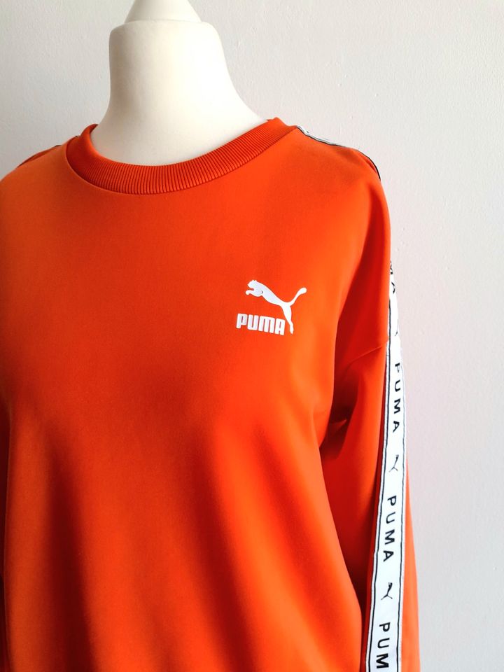 PUMA Sweatshirt 36 S Orange Weiß Logo Streifen in Hamburg