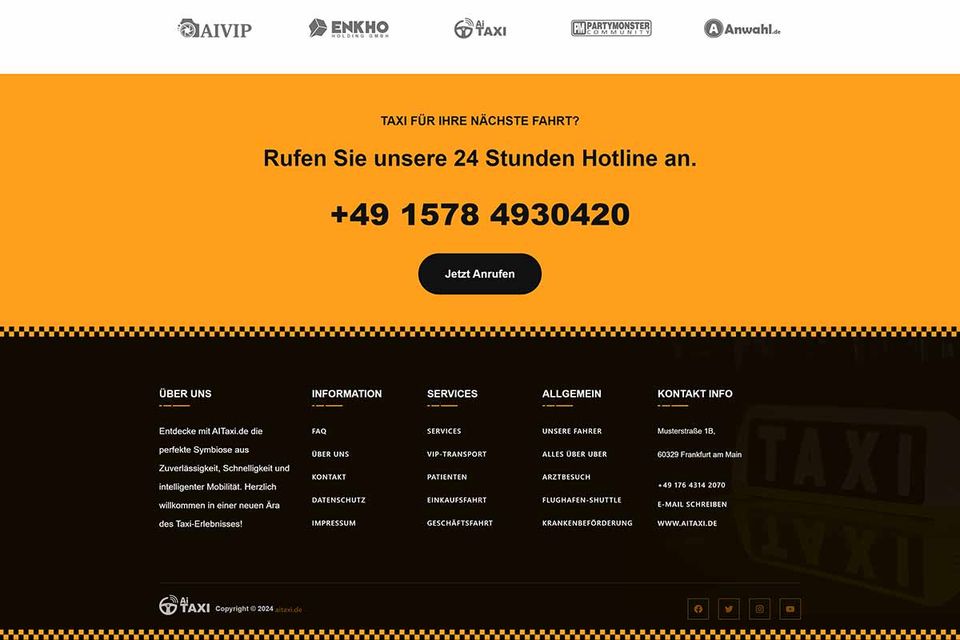 Taxi Wordpress Homepage für Groß-,Klein- und Einzelunternehmen in Frankfurt am Main