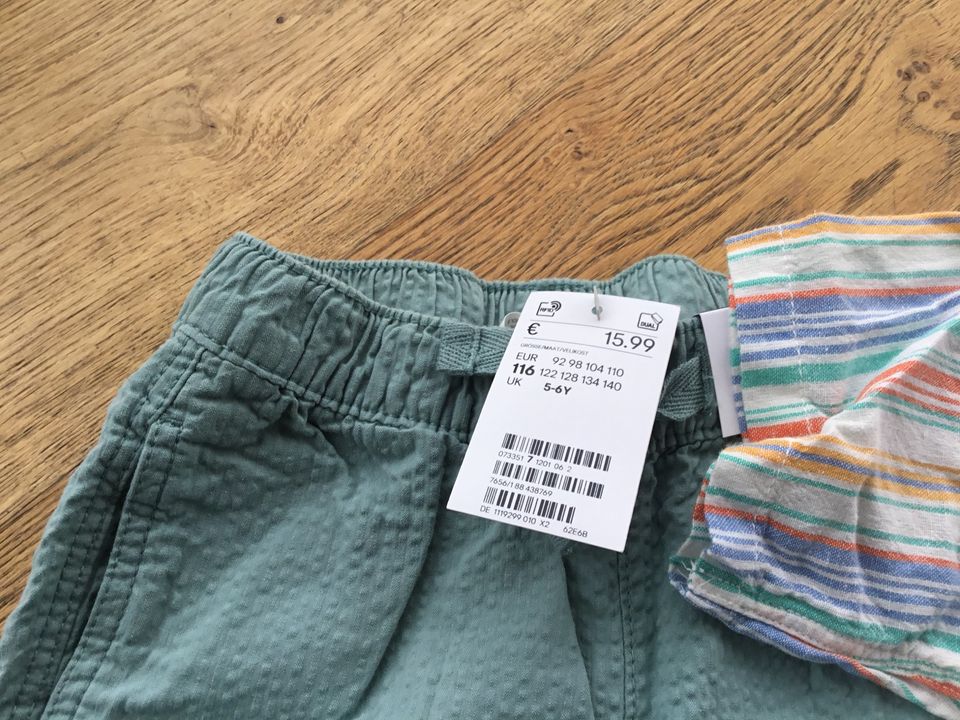 Neu H&M Hemd gestreift Hose Türkis Schulanfang Gr. 116/122 in Annaberg-Buchholz