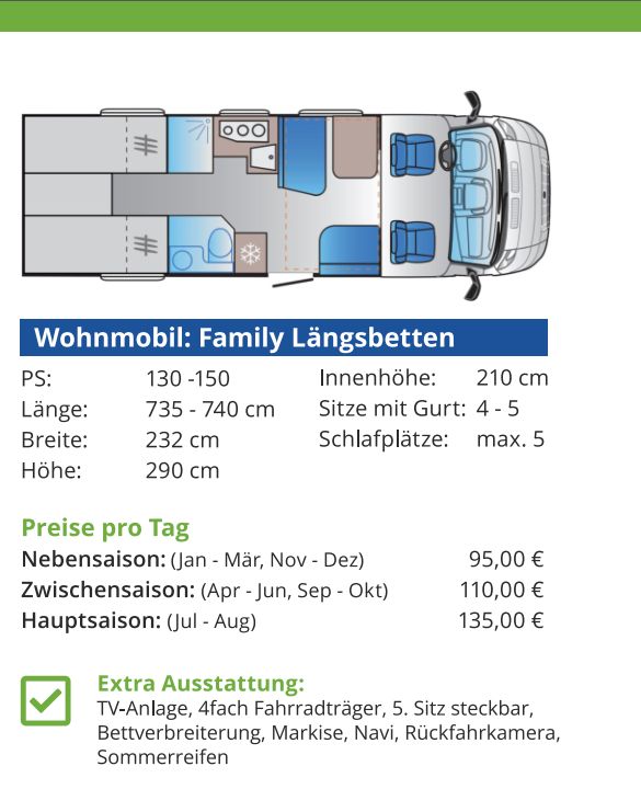 Wohnmobile mieten - Vollausstattung - teilintegriert Family Längs in Twist