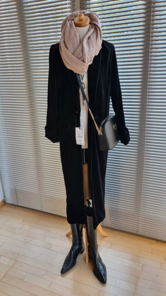 *ZARA* langer Samtmantel Mantel Samt Schwarz S 36 NP 119€ NEU! in Ingolstadt