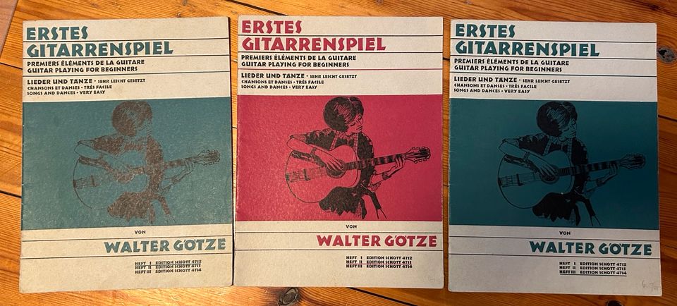 3 Bände Walter Götze: Erstes Gitarrenspiel. Lieder und Tänze in Berlin