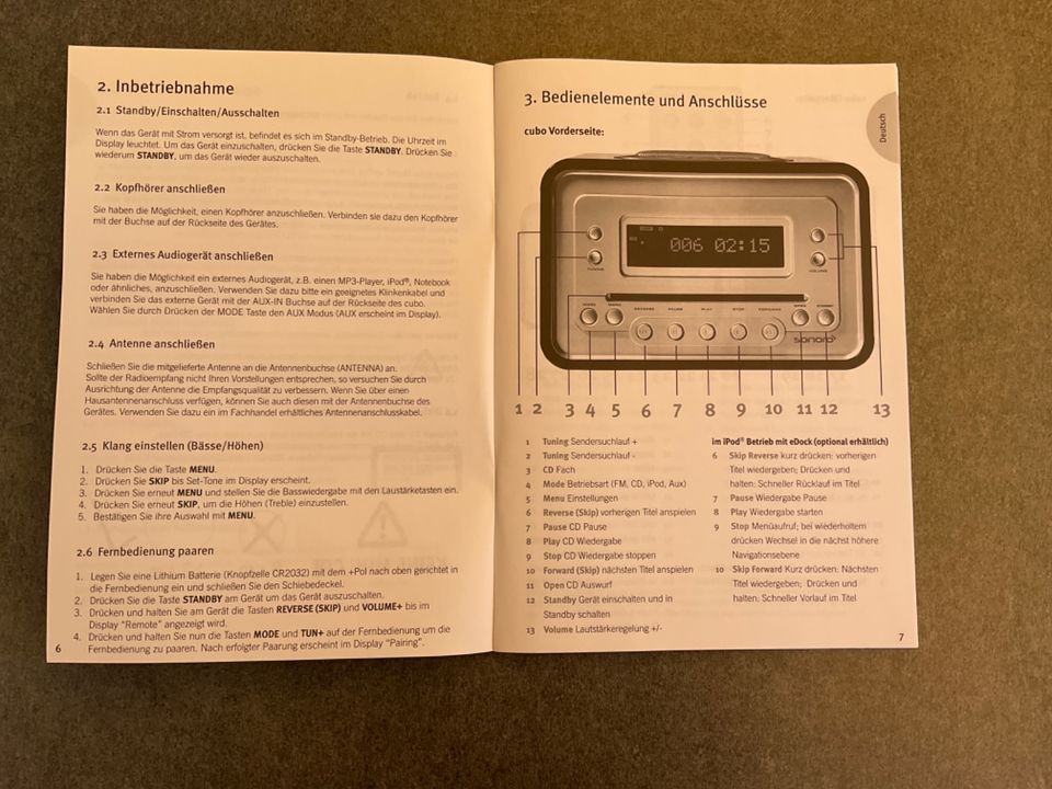 Sonoro Cubo AU-1310 CD-Radio rot in Bochum