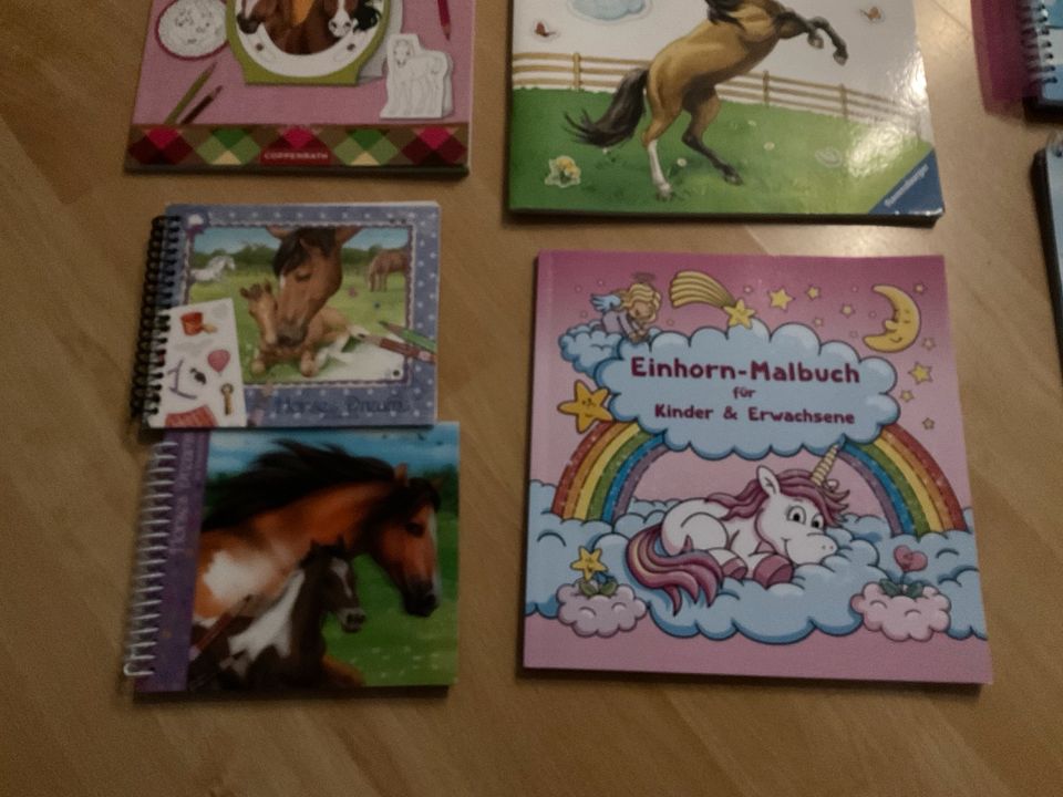 7x Pferde Einhorn Malbuch Stickerbuch Wieso Weshalb Warum in Wettenberg