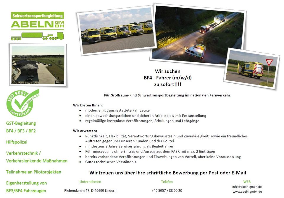 Wir suchen BF4 - Fahrer (m/w/d) zu sofort!!!! in Lindern (Oldenburg)