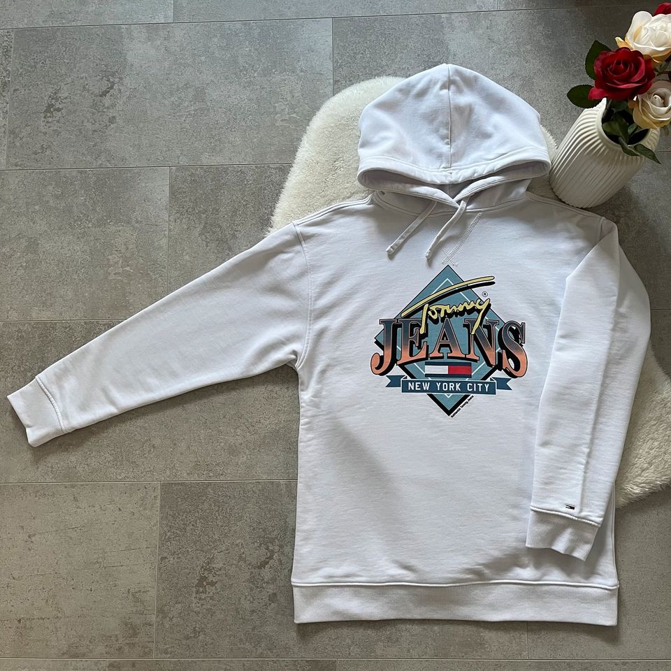 Tommy Hilfiger Frontprint Hoodie Kapuzensweatshirt S/36 weiß in Bergisch Gladbach