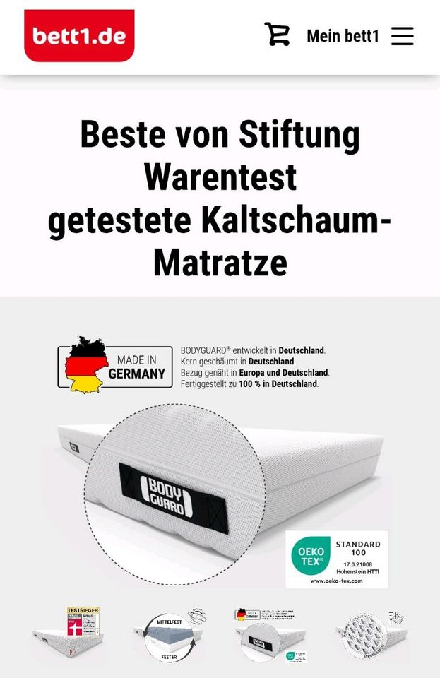 90x190 cm Bett1 Bodyguard Kaltschaum Matratze Anti Kartell in Nürnberg (Mittelfr)