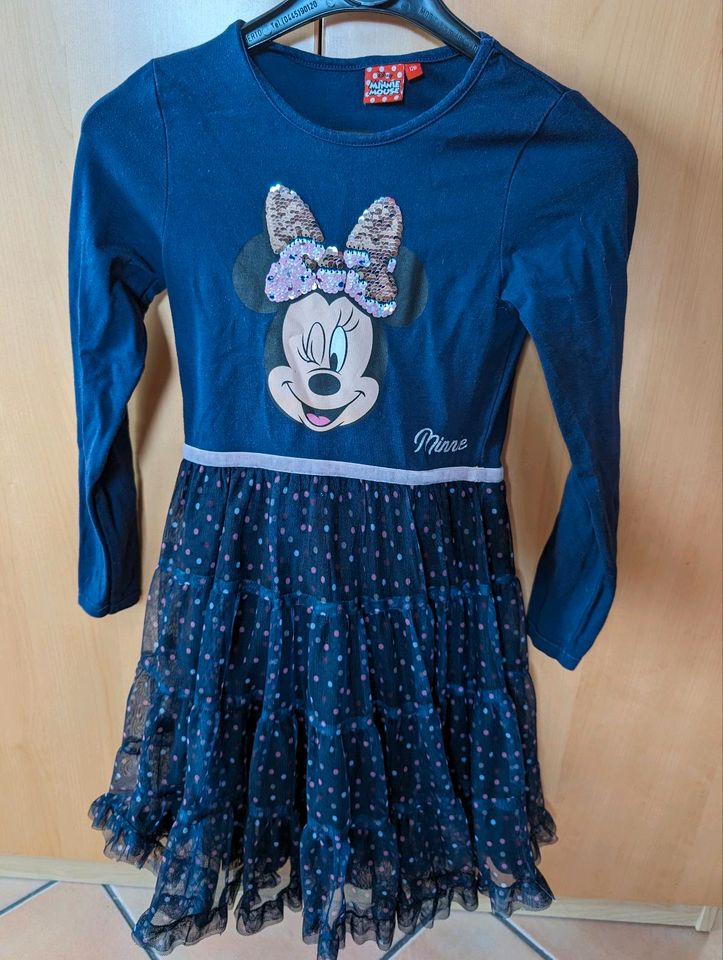 Minnie Mouse Maus Kleid mit Wendepailletten 128 in Hüffelsheim