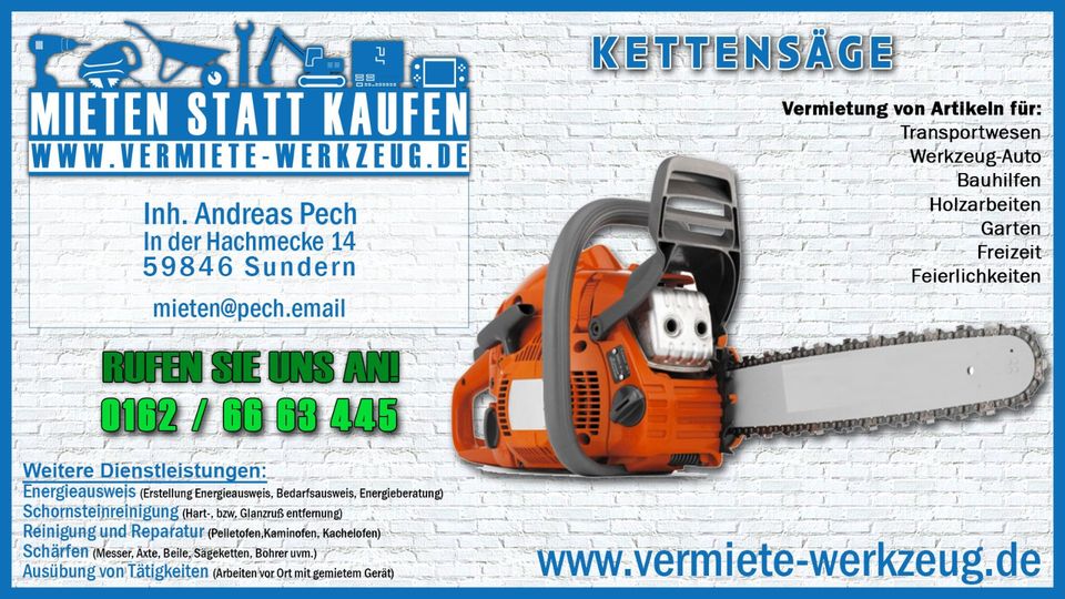 ⚡ Mieten Akku Kettensäge f. Makita 15 cm 6 Zoll Baumschnitt ⚡ in Sundern (Sauerland)