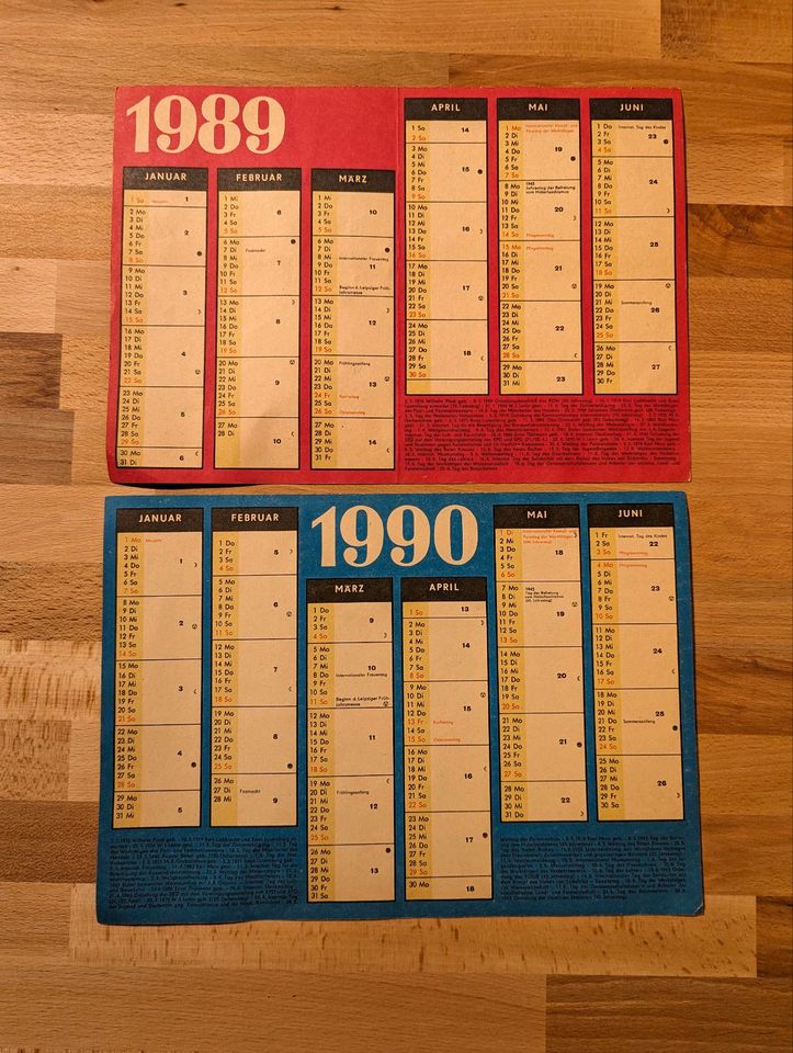 DDR Kalender A4 1989 & 1990 in Dresden