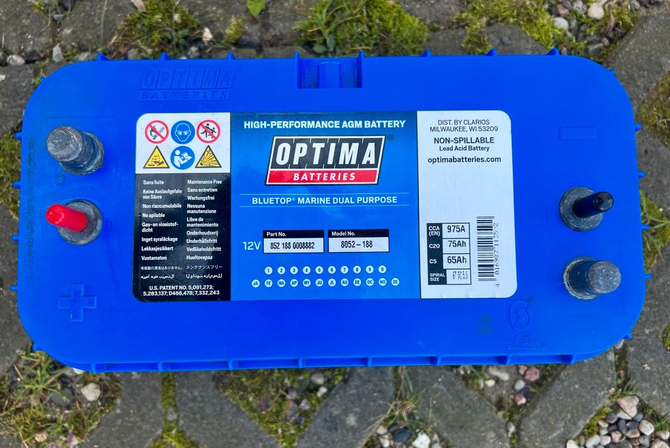 Optima Blue Top 5.5. Bootsbatterie Optima 75Ah 12V