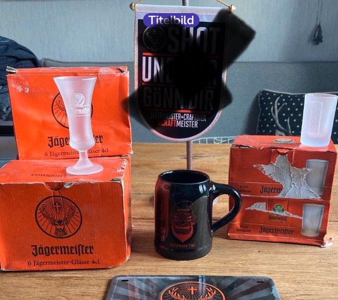 Jägermeister Schnapsbrett-Schnapsgläser-Schild -German Tiki in Tangstedt 