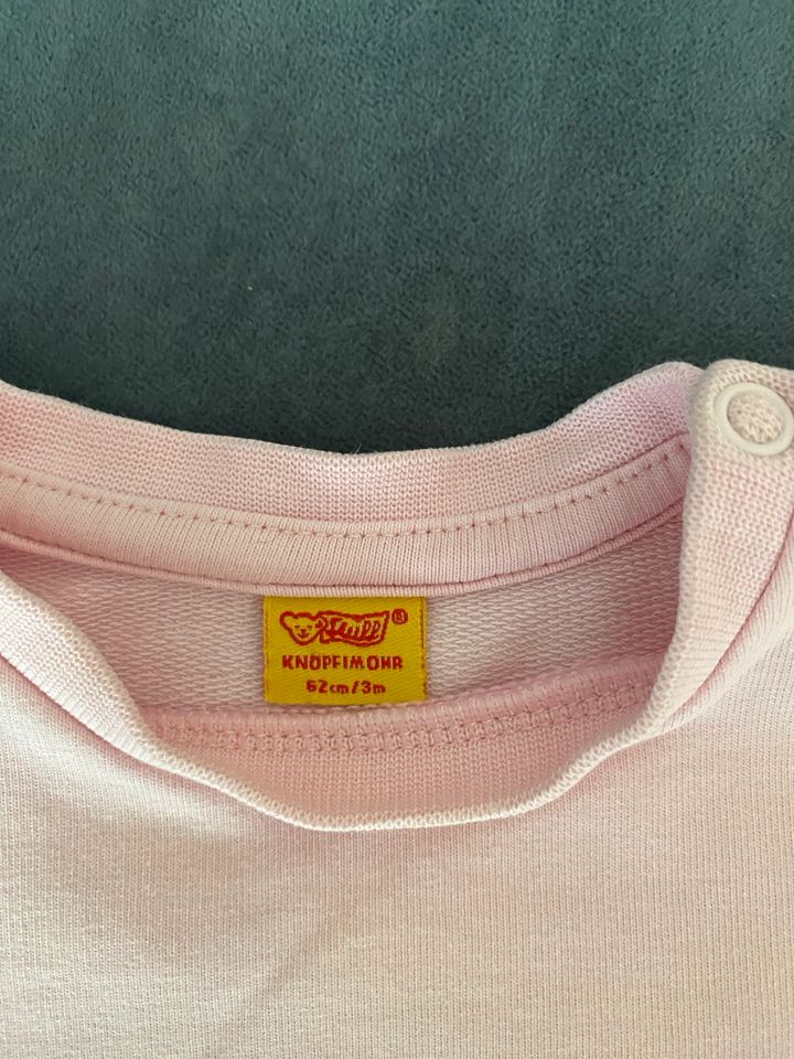 3x Steiff Langarmshirt, für Mädchen, rosa, weiß, Größe 62 in Troisdorf