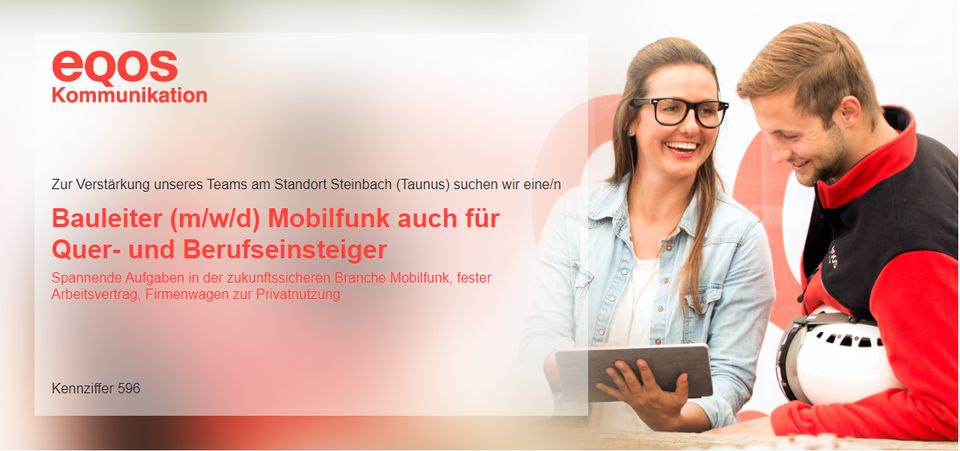 Bauleiter (m/w/d) Mobilfunk auch für Quer- und Berufseinsteiger in Steinbach