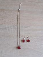 Schmuckset Kette Halskette silber rot transparent Ohrringe Ohrhän Nordrhein-Westfalen - Kevelaer Vorschau