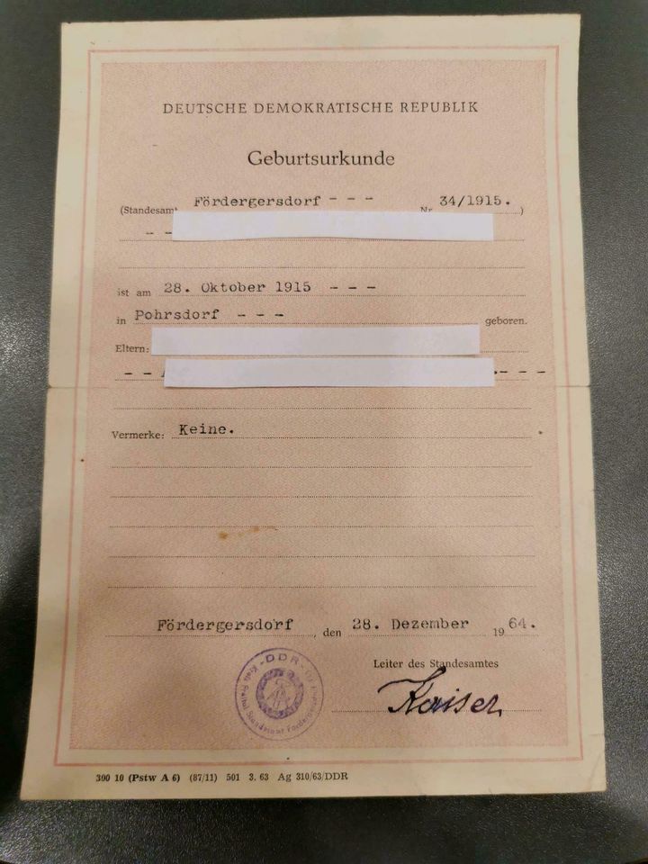 Alt DDR Geburtsurkunde Dokument Antiquariat Räritet Retro Antik in Dresden