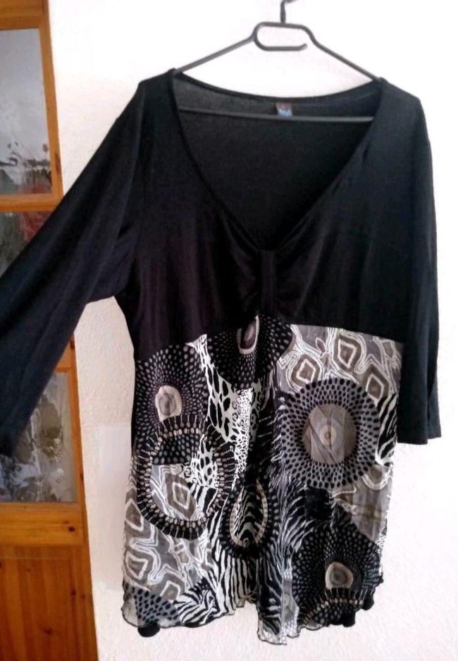 Hübsche Viskose Long Tunika Shirt schwarz 42/44 Chiffon L/XL/XXL in Eislingen (Fils)