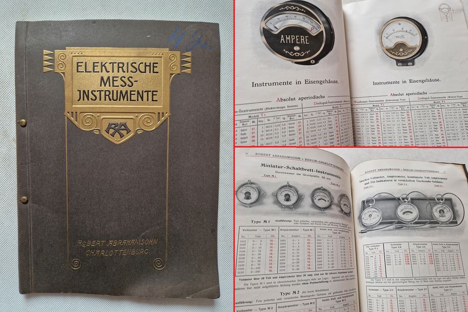 Katalog Abrahamsohn Berlin Elektrische Messinstrumente um 1910 in Kurort Seiffen