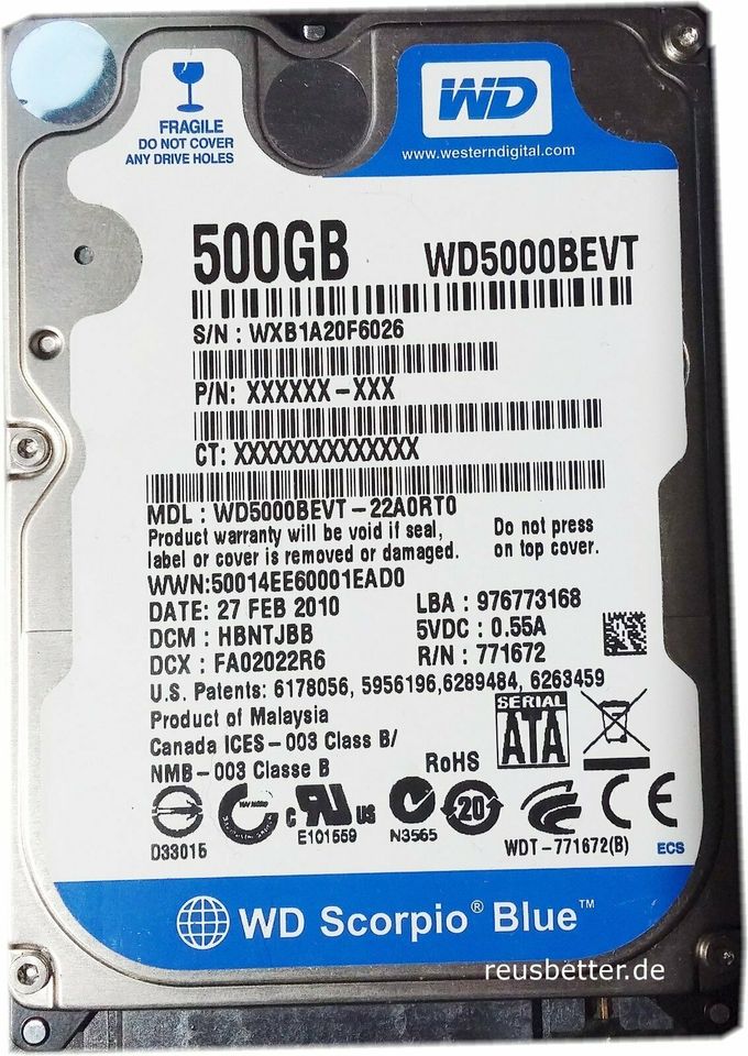 Western Digital WD5000BEVT-22A0RT0 - 500 GB 2.5 Zoll Notebook in Leipzig