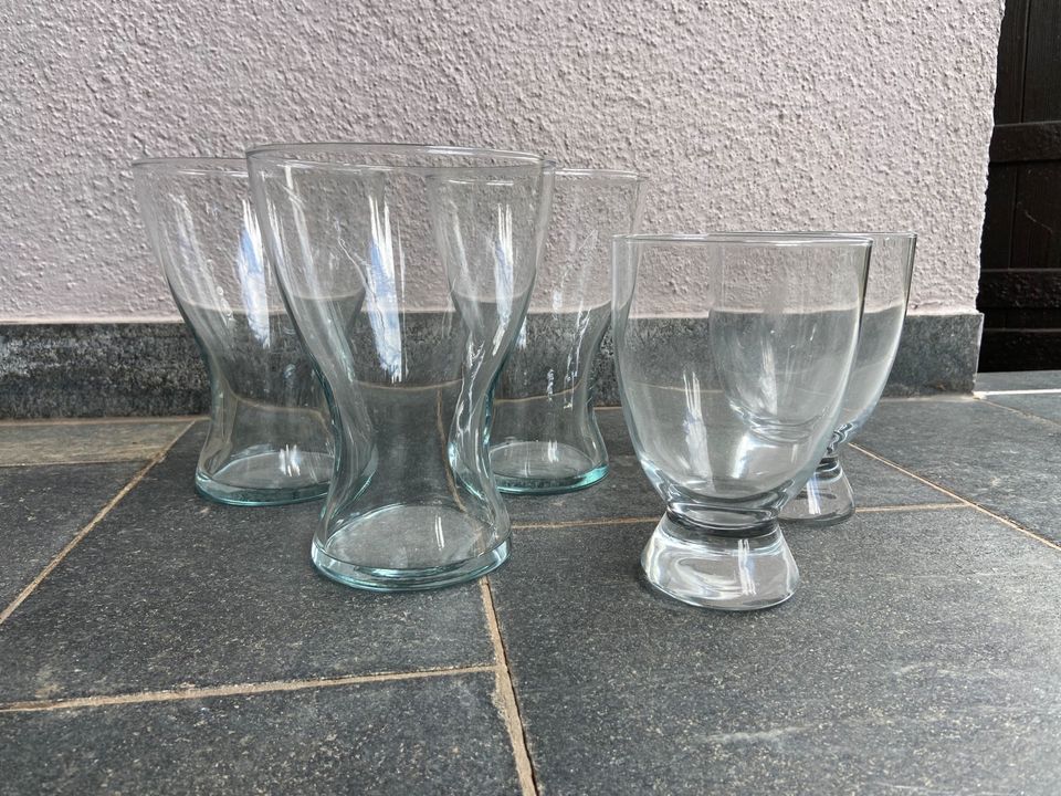 3 große und 2 kleine (Blumen) Glas Vasen (verm. Ikea) in Hardheim