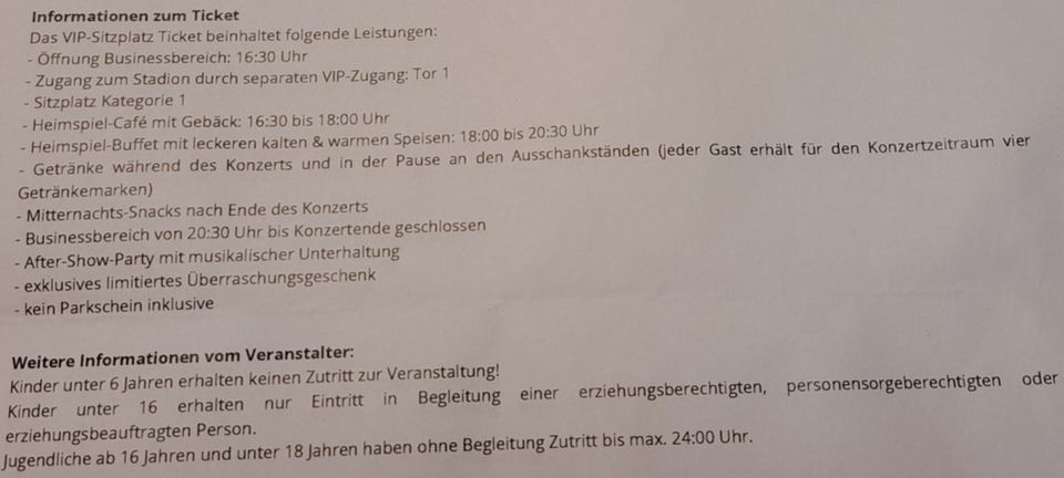 4 x VIP Karten a 277,25 €  Andrea Berg 19.07.2024 in Aspach in Berlin