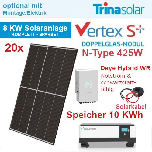 8 kWp Solaranlage komplett mit 10 kWh Solarspeicher und Wechselrichter - Not- und Ersatzstrom/fähig, PV Anlage Photovoltaikanlage Komplettsystem Solarenergie Solarpanel Photovoltaik  Inbetriebnahme in Dresden