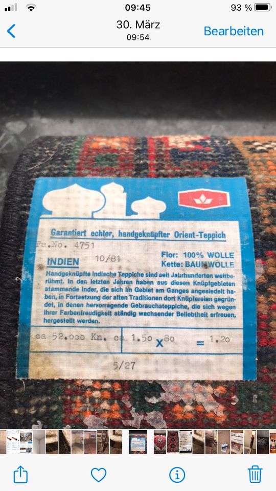 Teppich, Perserteppich, 100% Wolle, handgeknüpft, Indien in Medebach