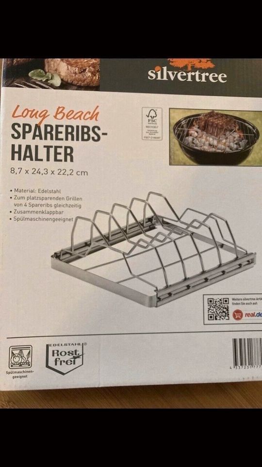 Silvertree Long Beach Spareribshalter, Grill Spareribs OVP in Blaufelden