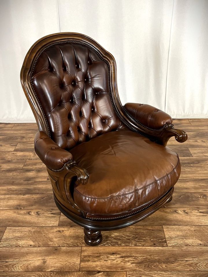 Chesterfield Ledersessel Vintage Sessel Barock Court Chair in Hüllhorst