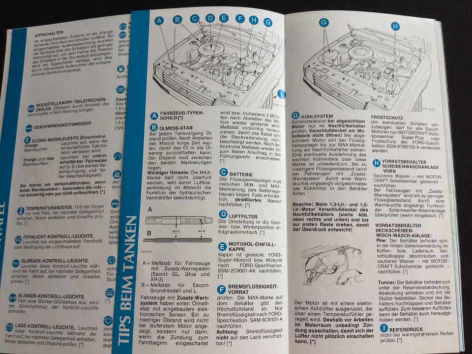 Ford Escort Bedienungsanleitung und Schutzbrief von 1980 in Kiel