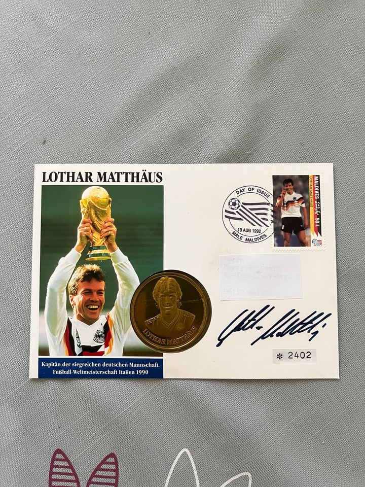 Numisbrief/Medaille  Briefmarke Matthäus, Fußball WM USA-1994. in Hamburg