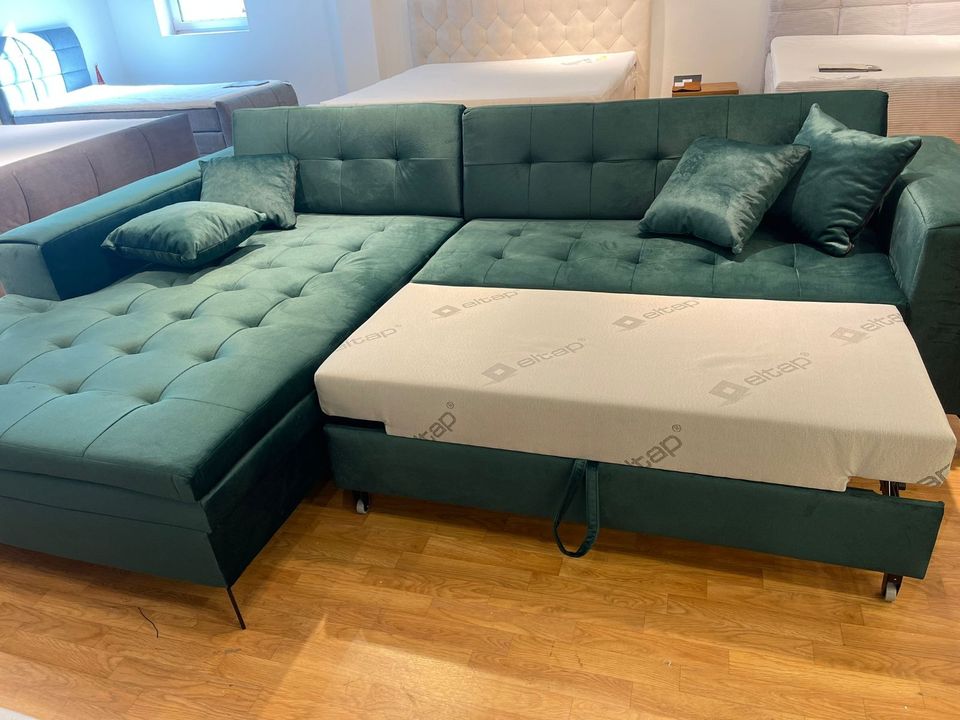 Solange Ecksofa 292 x 196 cm Grün (Samt) links Eltap Sofa in Taufkirchen Vils