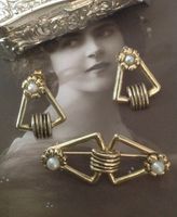 Vintage Ohrringe Brosche 835er Perle Blüte vergoldet punziert Schleswig-Holstein - Kiebitzreihe Vorschau