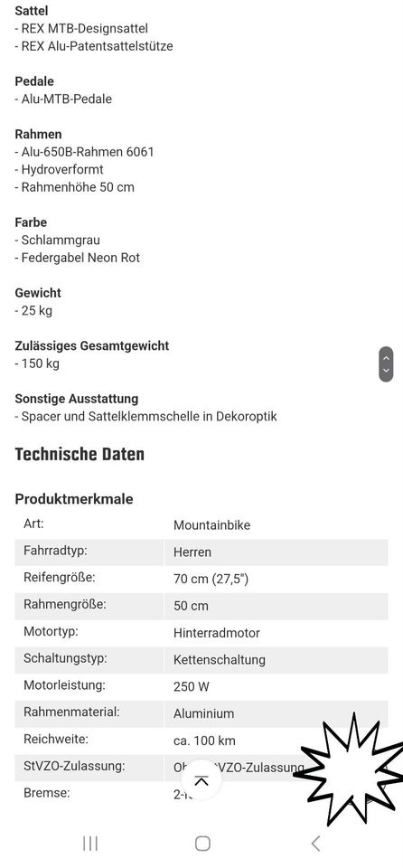 REX E-BIKE ATB 27,5 ALU Bergsteiger 7,7 von 2017 in Konstanz