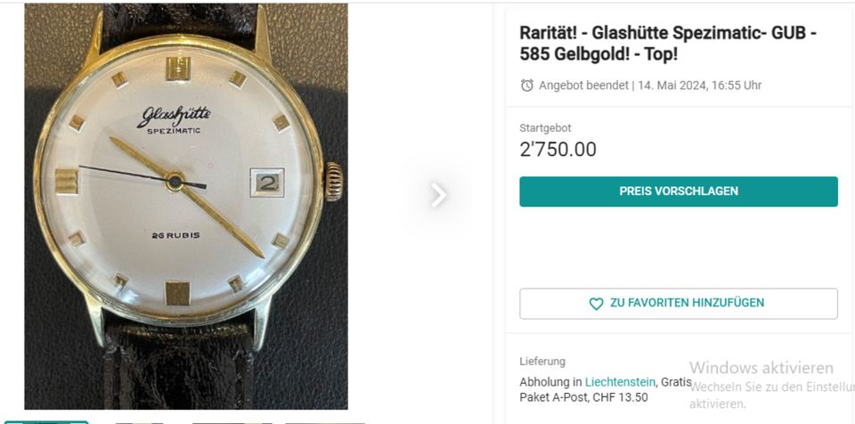 GUB Glashütte 585 Voll Gold (auch Druckboden!) 75 sehr selten Top in Rostock