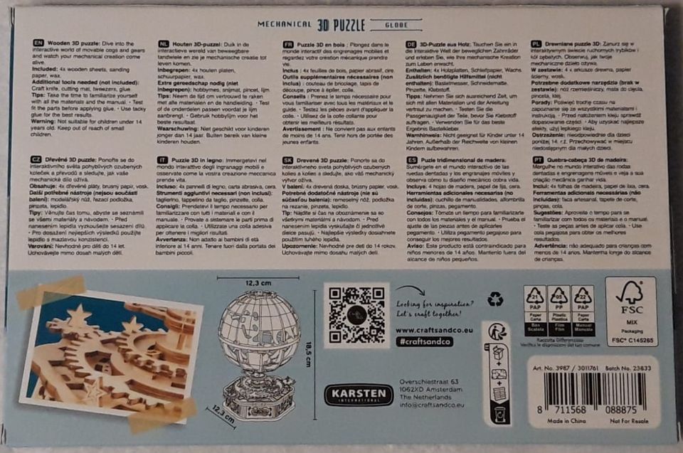 3 x 3D Puzzle / Holzbausatz für ein Riesenrad, Globus & Butterfly in Plettenberg