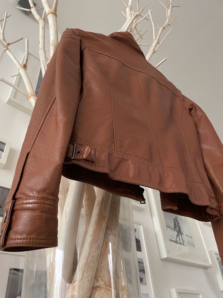 ONLY Lederjacke Kunstleder Cognac Camel in Uder