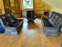 Echtleder Couchgarnitur (schwarz): 3 er, 2 er, und Sessel Saarland - Lebach Vorschau