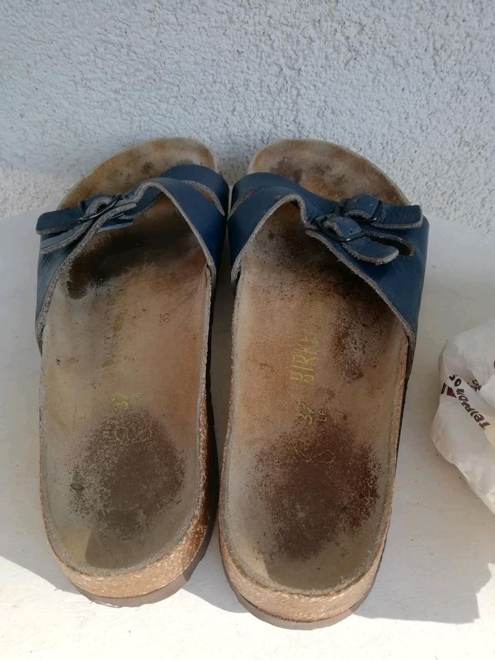 Birkenstock Sandalen blau Gr. 37 echtes Leder! in Hersbruck