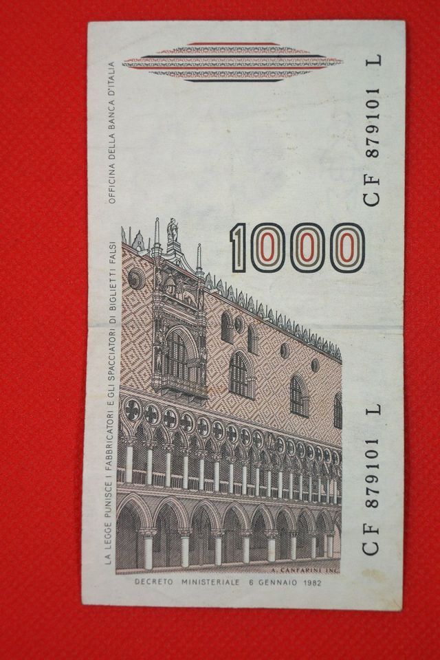 Italien - 1000 Lire Banknote 1982 in Gochsheim