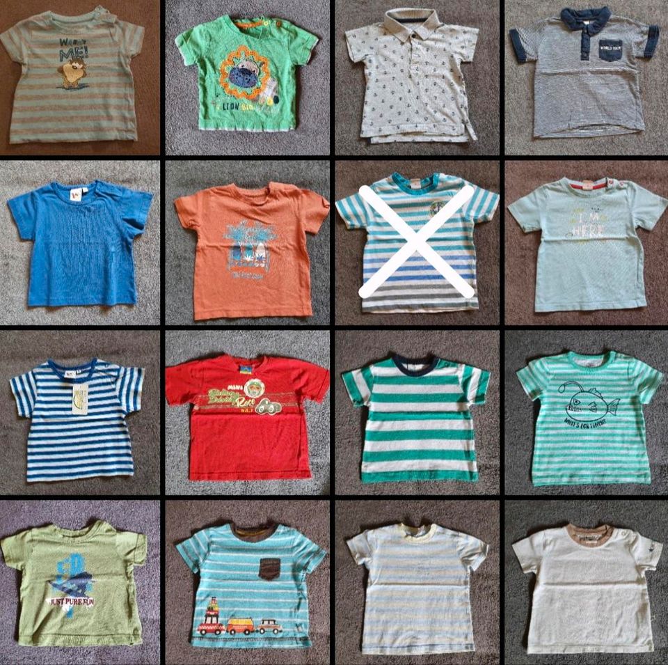 15 Baby Jungs kurzarm T-Shirts,Oberteil,Shirt,Mode,Größe 74/80 in Michelau i. OFr.