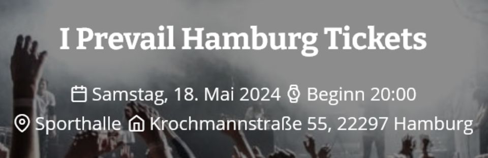 I Prevail Hamburg Tickets Konzert heute Abend 18.05.2024 in Wolfen