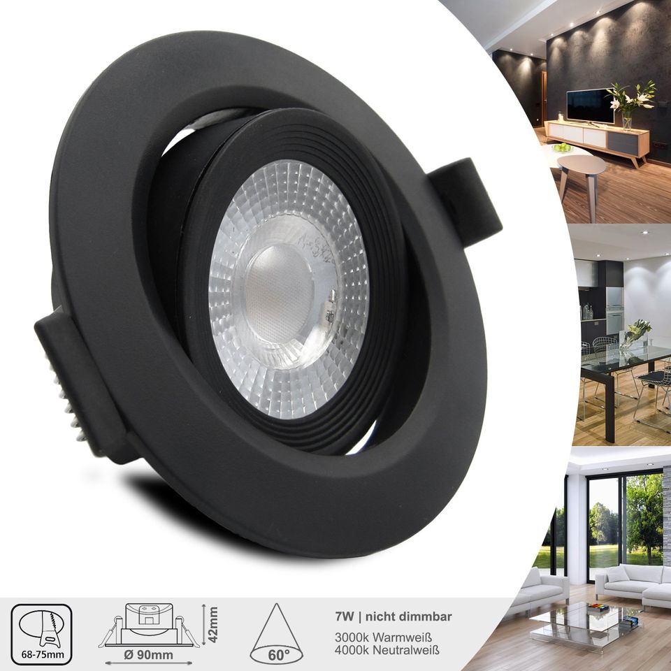 LED Einbaustrahler MERA 5W 7W extra flach Decken Spots Lampen Einbau Leuchte ww. nicht dimmbar oder 3 Stufen dimmbar in Lünen