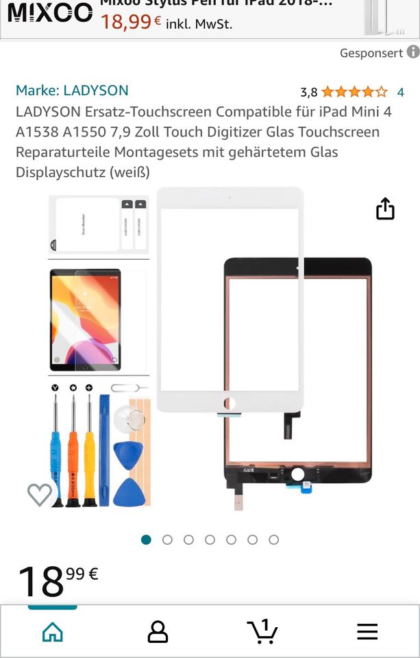 iPad 4 Mini Displayglas Reperaturset in Chemnitz