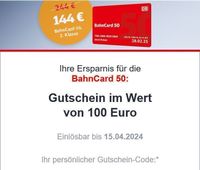 100 Euro Rabatt Gutschein auf BahnCard 50 (BC 50) 2. Klasse Vahrenwald-List - List Vorschau